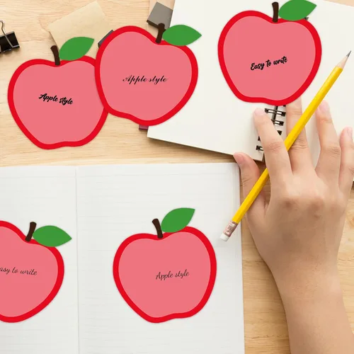 Vista 4 de 12 notas adhesivas de manzana, lindas notas adhesivas de manzana, notas adhesivas autoadhesivas de dibujos animados de frutas, almohadillas Día