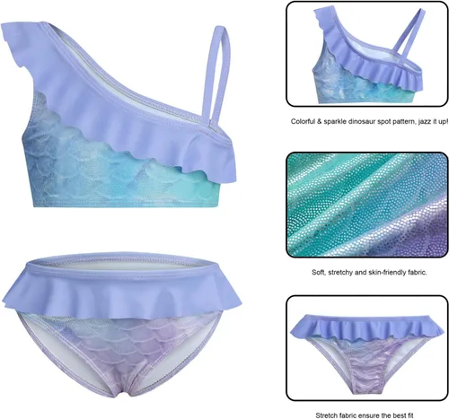Vista 4 de Phineein Traje de baño tankini de 2 piezas para niñas con estampado de corazón y frutas tropicales