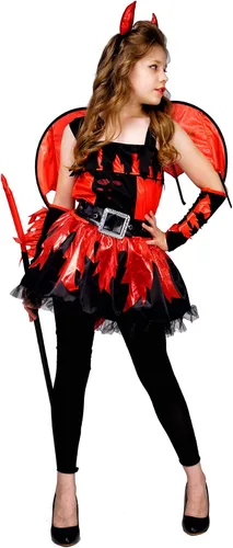 Vista 2 de Disfraz de Halloween de Diablo Rojo para Niñas