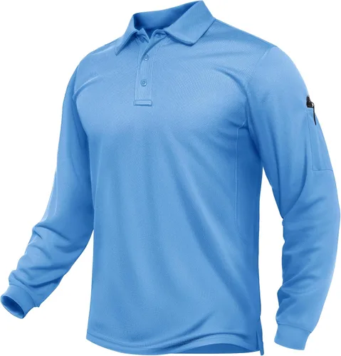 Vista 15 de TACVASEN - Camisas polo de manga larga para hombre de secado rápido, tácticas, para golf, con cuello, ligeras, transpirables, que absorben