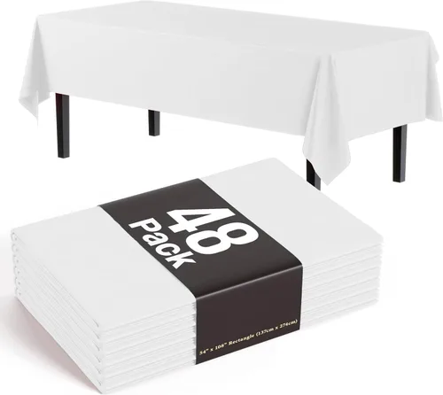 Vista 50 de Exquisite Mantel rectangular negro de 54 x 108 pulgadas, paquete de 48