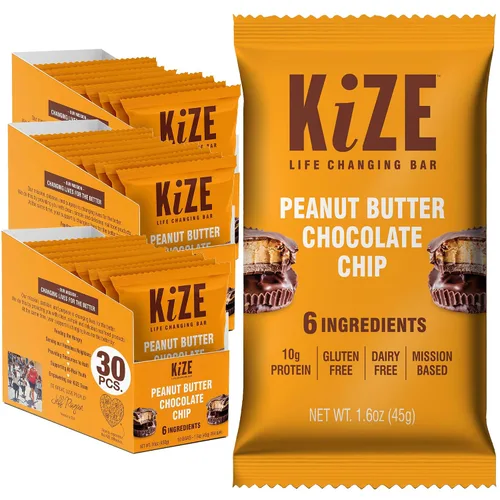 Vista 17 de KiZE Energy Bars - Barras energéticas de reemplazo de comidas con alto contenido de proteínas, a base de mantequilla de almendras, sin gluten, sin