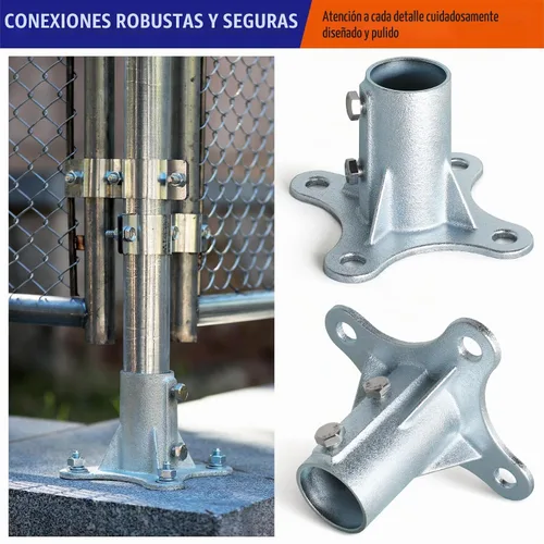 Vista 5 de 2Pack 2"(Actual: 1 7/8" DE) Soporte de base de poste de valla de eslabones de cadena con brida galvanizada