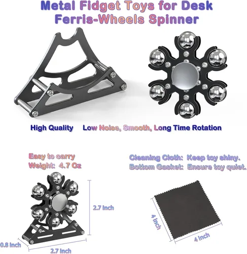 Vista 2 de Juguetes de escritorio para ruedas de la fortuna - Spinner: 4mins Kinetic-Metal-Spinner, Cool-Gadgets-Stuff for Kid Children Teen Adult EDC-Toy