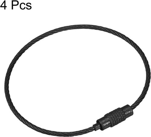 Vista 3 de uxcell Llaveros de cable, llaveros de alambre para cordones, llaveros