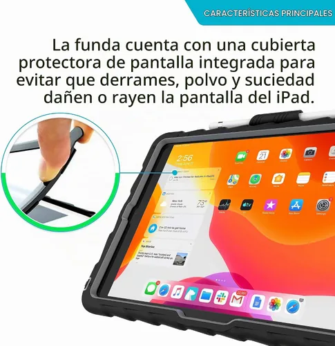 Vista 5 de Estuche Gumdrop Hideaway Compatible con Apple iPad 9ª 8ª 7ª generación (10.2 pulgadas) Diseñado para estudiantes de K-12, maestros y aulas – Con