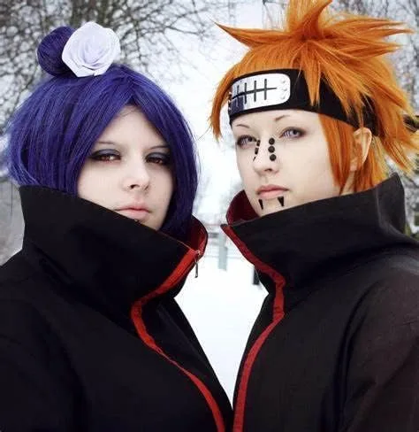 Vista 8 de Bata de ninja Akatsuki larga unisex, para disfraz de Halloween, cosplay, uniforme para mujer, negro, talla XXL