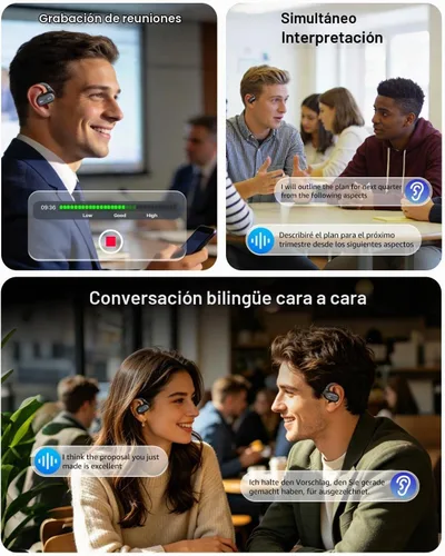 Vista 6 de TOZO Auriculares OpenWear Open Ear con traducción AI en tiempo real más de Negro mate
