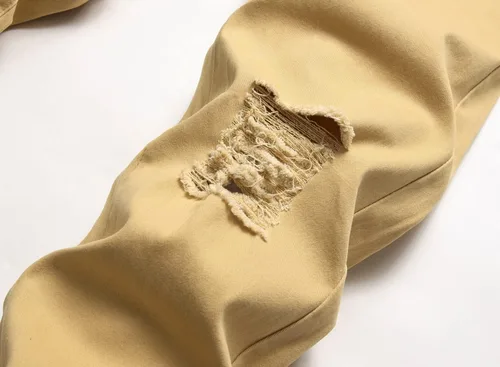 Vista 5 de Baylvn Pantalones de mezclilla para hombre, rasgados, desgastados, rectos, ajustados, casuales, a la moda