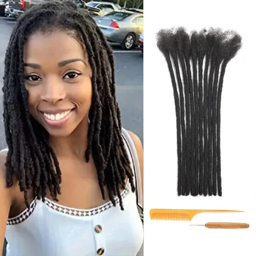 Vista 21 de Extensiones de Rastas de Cabello Humano 0.4cm de Grosor 4 Pulgadas 20 Hebras 100% Cabello Humano Real para Hombres/Mujeres/Niños Completamente