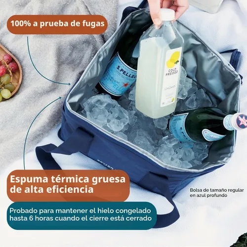 Vista 2 de Nook Theory Bolsa de comestibles reutilizable con aislamiento, a prueba de fugas, bolsa enfriadora grande