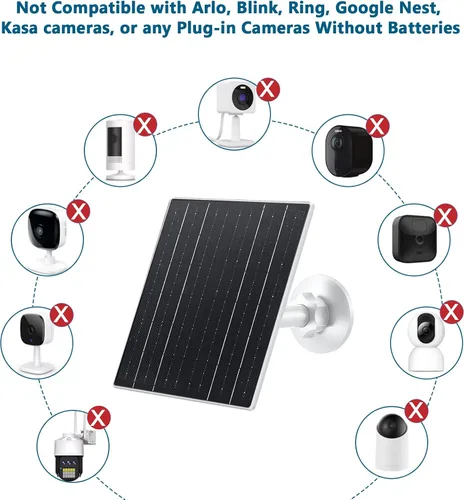 Vista 3 de Zivif Panel solar para cámara de seguridad al aire libre, cargador solar USB C de 10 W compatible con cámara recargable de 5 V, montaje ajustable