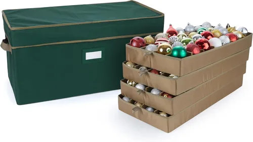 Vista 30 de Covermates Keepsakes – Caja de almacenamiento ajustable de 72 piezas – Capacidad para adornos de 4 pulgadas – Resistente – Asas – apilables