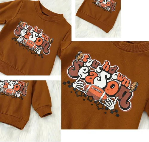 Vista 4 de Youweixiong Sudadera de manga larga para bebé, niño, niña, sudadera con letras, pantalones de rugby, ropa de otoño e invierno