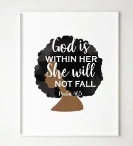 Vista 4 de Faith Black Girl Afirmation Art, arte de pared de mujeres africanas positivas, arte de pared religioso de niña negra, arte de mujer afro, arte