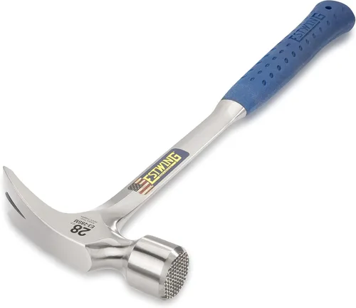 Vista 2 de ESTWING Martillo de Encofrado - 28 oz Mango Largo Garra Recta de Desgarre con Cara Fresada y Agarre de Reducción de Impactos - E3-28SM, Azul