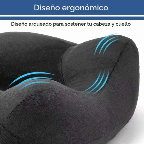 Vista 3 de Almohada inflable de viaje para avión, almohada inflable para el cuello para viajar con terciopelo suave, funda lavable para dormir, avión, tren