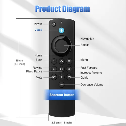 Vista 7 de Control remoto de TV de repuesto para todas las series Fire, compatible con Fire Smart TV Stick/TV Cube/Stick Lite/HD/4K Max/4K, Smart TV de 3ª