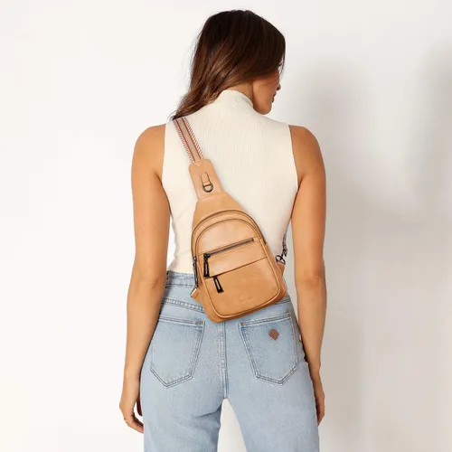Vista 9 de Leresas Bolso bandolera de 7L para mujer, bolso cruzado, riñoneras, de cuero vegano, bolso de pecho de moda, de viaje, antirrobo