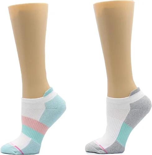 Vista 31 de Dr. Motion Womens Ankle Socks 2 Pack, Low Cut Cushioned Compression Running Socks for Women, Arch Support, Seamless Toe 2 pares negro sólido