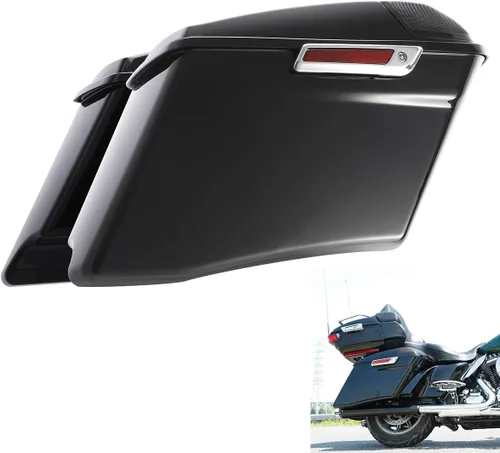 Vista 11 de Alforjas de ABS extendidas gris Gunship de 4 pulgadas para Harley Touring CVO Street Electra Glide 2014-2023