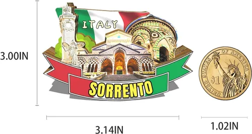 Vista 3 de Imán de Italia Sorrento para nevera de madera 3D hitos de viaje coleccionables, decoración hecha a mano