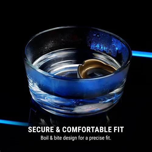 Vista 3 de Hayabusa Combat Sports - Protector bucal para jóvenes, niños y adultos, viene con funda, color negro/dorado, juvenil