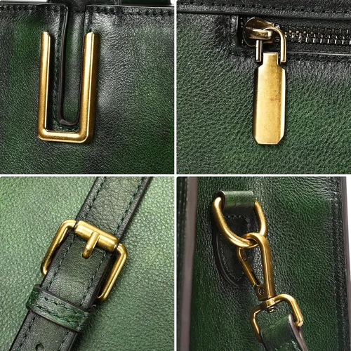 Vista 6 de Women's Genuine Leather Crossbody Bag Vintage Embossed Satchel Shoulder Purse Large Handbag