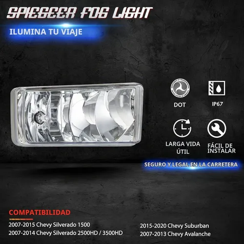 Vista 3 de Conjunto de luces antiniebla para Chevy Silverado 2007 2008 2009 2010 2011 2012 2013 2014 2015 Kit de repuesto para Avalanche 2007-2013, Suburban
