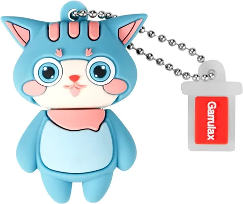 Vista 10 de Unidades flash USB, de silicona impermeable, USB2.0, de alta velocidad, para almacenamiento de fecha, disco Pendrive U (16 GB, gato azul)