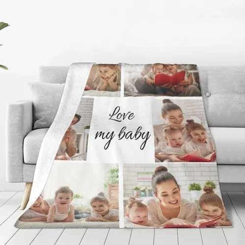 Vista 20 de Manta personalizada con fotos, texto, manta personalizada de franela para regalos de cumpleaños de adultos y niños, bodas, Navidad, Halloween, Día