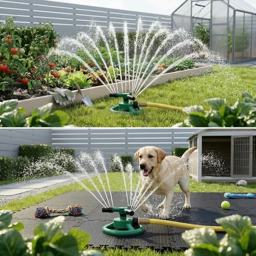 Vista 2 de Aspersores para patio, aspersor automático giratorio de 360 grados para patio, área grande, rociadores para niños, mascotas que juegan (azul)