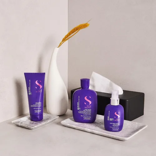 Vista 7 de ALFAPARF MILANO Semi di Lino - Spray antiamarillo rubio para cabello rubio, platino y plateado, espray aclarador sin sulfato, elimina los tonos