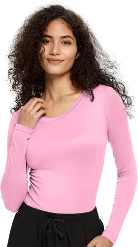 Vista 14 de COZYFIT Underscrub de manga larga para mujer - Blusas de uniforme para enfermeras con cuello redondo y tela suave Blanco