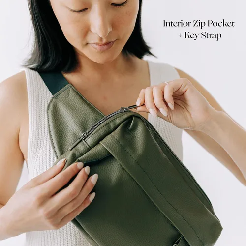 Vista 6 de Tushbaby Portabebés Pearl Wrap en negro con bolso cruzado verde oliva