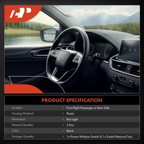 Vista 2 de A-Premium - Interruptor de elevalunas eléctrico delantero derecho o trasero Compatible con Volkswagen Jetta 2005-2017, Passat 2006-2017, Touareg