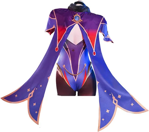 Vista 2 de Genshin Impact Mona - Disfraz de cosplay para mujer, astrólogo, juego completo para Halloween Carnaval