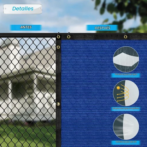 Vista 4 de Patio - Pantalla de privacidad para valla de 6', tamaño personalizable Azul