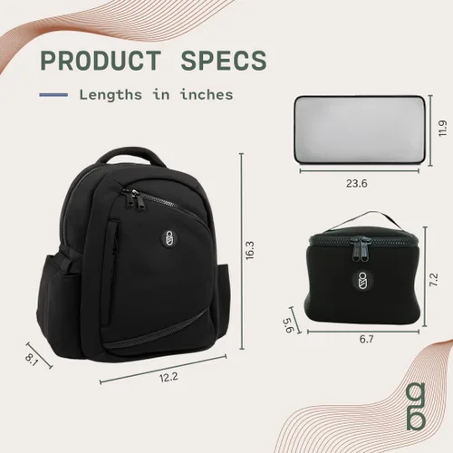 Vista 4 de Extractor de leche y bolsa de pañales compatible con Spectra S1, S2, Medela, neopreno portátil para bebés, enfriador de leche materna de viaje, Negro