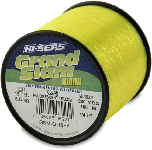 Vista 46 de HI-SEAS Línea de pesca de monofilamento Grand Slam - Fuerte y resistente a la abrasión en transparente, rosa, verde, azul humo, amarillo Amarillo