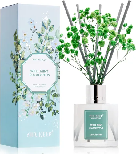Vista 66 de Airkeep Juego de difusor de varillas – 3.38 onzas líquidas (3.4 fl oz), difusor de aroma de bambú para el hogar, incluye 8 varillas difusoras