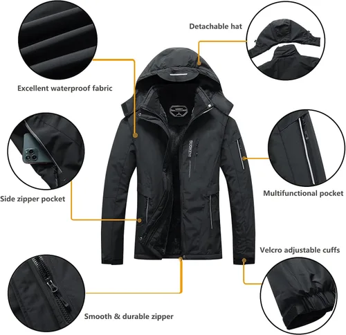 Vista 5 de Chaqueta de esquí impermeable para mujer con capucha