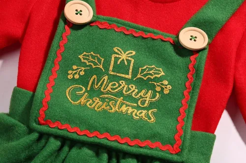 Vista 4 de Gorkonpy Disfraz de elfo para niñas y niños, traje de Navidad