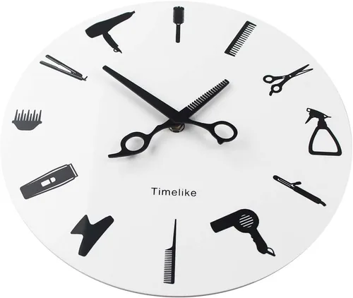 Vista 2 de Timelike Barber Equiment Tools Reloj de pared Diseño moderno Barbería Negocios Señal Reloj de pared Belleza Peluquería Reloj de peluquería Regalo
