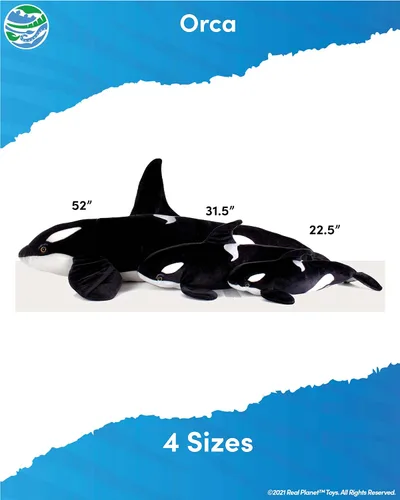 Vista 3 de Real Planet Peluche de ballena, regalo realista para niños de todas las edades, peluche grande de orca oceánica, divertido regalo de Navidad