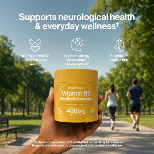 Vista 3 de kindnature Vitamina B2 Riboflavina 400 mg y gomitas de potasio para adultos y niños - Suplemento de potasio 500 mg y riboflavina 400 mg gomitas