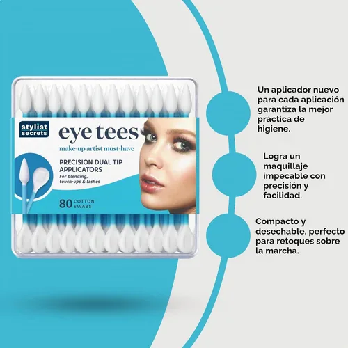 Vista 2 de Fran Wilson EYE TEES - Puntas de algodón de 80 unidades (paquete de 3) – Aplicador de maquillaje de precisión, hisopos de doble cara con extremos