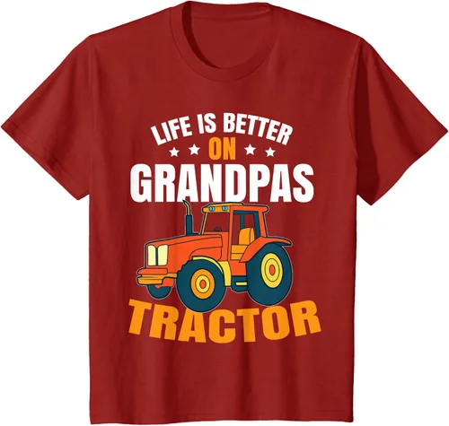 Vista 45 de Life Is Better On Grandpas Tractor Kids Farm Tractor Boy Camiseta, Negro