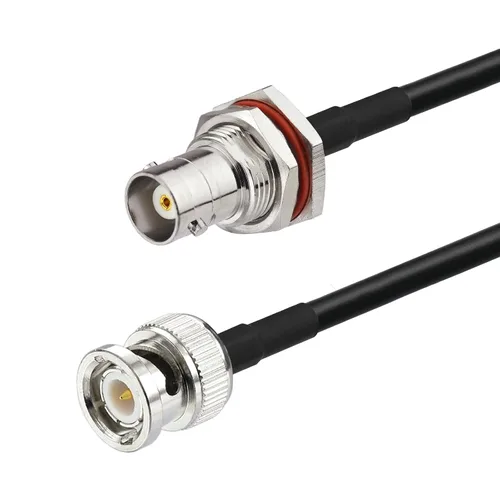 Vista 2 de Superbat Cable BNC RG58 BNC macho a hembra de 50 ohmios, cable coaxial de 2 pies, paquete de 2 Cable de extensión de antena de baja pérdida