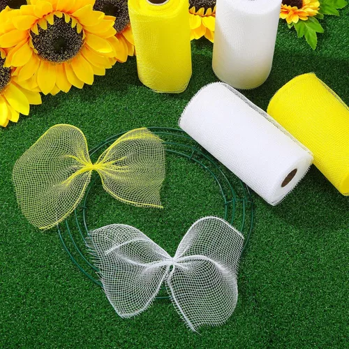 Vista 7 de Waydress 4 rollos de cinta de malla para decoración de Pascua, suministros de cinta de malla de polietileno para decoración de coronas de Halloween